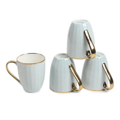 Elegant Earthy Pink Porcelain Mug Set – 4-Piece Tea & Coffee Mugs with Gold Rim & Handle