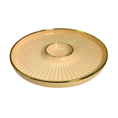LEMON TREE Peach HH0901 Round Ceramic Snack Platter with Gold Rim | Elegant Chip & Dip Serving Dish | 23.5 cm