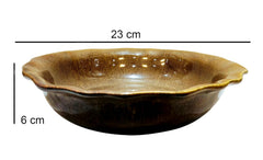 Lemon Tree Brown Wave-Shaped Stoneware Bowl (1000ml) | Elegant & Durable Ceramic Serving Bowl