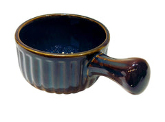 Lemon Tree Dark Blue Stoneware Soup & Snack Bowl with Handle | 600ml Multipurpose Ceramic Bowl | Microwave & Dishwasher Safe