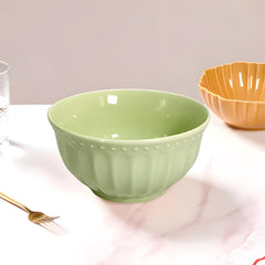 Lemon Tree Green Ceramic 4-Piece Bowl Set – Stylish Serveware for Snacks, Soups & Desserts