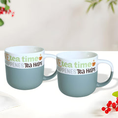 Lemon Tree Light Blue 2-Piece Tea Mug Set – Premium Porcelain with Matte Finish