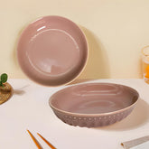 Lemon Tree Pink 7-Inch Deep Dish Set – Elegant 2-Piece Ceramic Plates for Salads, Pasta & Snacks