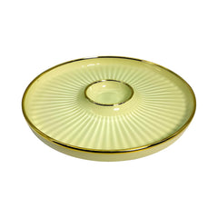 LEMON TREE Green HH0901 Round Ceramic Snack Platter with Gold Rim | 23.5 cm | Stylish Chip & Dip Serving Dish
