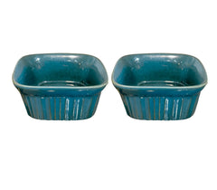 Lemon Tree Small Square Ceramic Serving Bowls – 500ml (Set of 2) | Turquoise Stoneware | Microwave & Dishwasher Safe