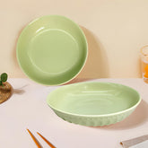 Lemon Tree Green 7-Inch Deep Dish Set – Stylish 2-Piece Ceramic Plates for Pasta, Salads & Snacks