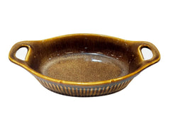 Lemon Tree Brown Oval Stoneware Serving Dish | 600ml Ceramic Bowl with Handle | Microwave & Dishwasher Safe