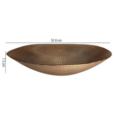 Lemon Tree Brown Glass Deep Oval Platter | Elegant Textured Serving Bowl for Dining & Décor