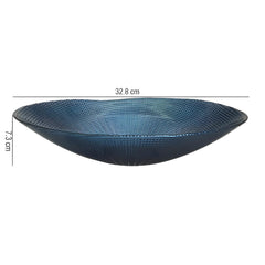 Lemon Tree Blue Glass Deep Oval Platter | Elegant Textured Serving Dish for Every Occasion