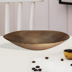 Lemon Tree Brown Glass Deep Oval Platter | Elegant Textured Serving Bowl for Dining & Décor