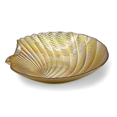 Lemon Tree Golden Pearl Finish Round Deep Platter Bowl | 25cm Glossy Glass Bowl for Snacks, Desserts & Gifting