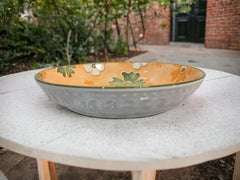 Lemon Tree Orange Ceramic Pasta Plate – 20cm Deep Round Dish for Pasta, Salad & Soup | Elegant Floral Print, Dishwasher Safe