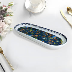 Lemon Tree HJ1007 Ceramic Fine Porcelain 9-Inch Oval Platter – Elegant Serving Tray for Snacks, Appetizers & Desserts  with High-Quality Decal Prints