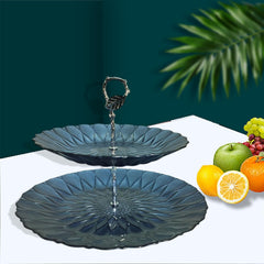 Lemon Tree Elegant 2-Tier Glass Serving Stand | Stylish Dessert & Snack Display Platter