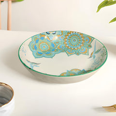 Lemon Tree Blue Ceramic Matte Finish Round Deep Dish Platter – Stylish Serveware for Pasta, Salad & More