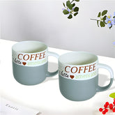 Lemon Tree Light Blue 2-Piece Porcelain Coffee Mug Set – Elegant Matte Glazed Ceramic Cups