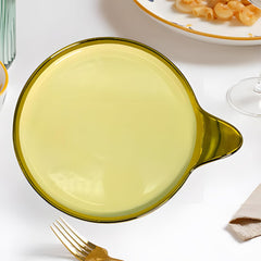 Elegant Cream Ceramic Round Serving Platter – Gold Rim & Hook Handle, 24cm