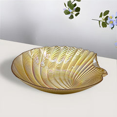 Lemon Tree Golden Pearl Finish Round Deep Platter Bowl | 25cm Glossy Glass Bowl for Snacks, Desserts & Gifting