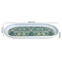 Green & White 9-Inch Fine Porcelain Oval Platter | Elegant Ceramic Serving Tray
