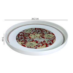 Crimson & Gold Floral Fine Porcelain Dinner Plate with Decorative Border - 10.5 Inch