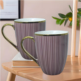 Luxury Purple Porcelain Mug Set – 2-Piece Tea & Coffee Mugs with Gold Rim & Handle