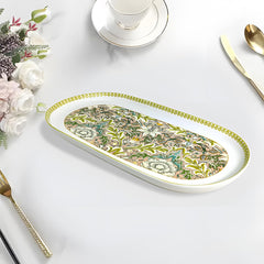 Lemon Tree HJ1006 Ceramic Fine Porcelain 13-Inch Oval Platter –  Elegant Serving Tray for Snacks, Appetizers & Desserts with High-Quality Decal Prints
