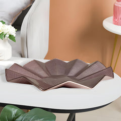 Lemon Tree Purple Pink Deep Round Glass Platter with Wavy Rim | Elegant Textured Serving Tray for Dining & Décor