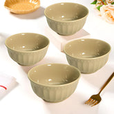 Beige Ceramic 4-Piece Small Bowl Set – Elegant Round Bowls for Dips, Nuts & Desserts
