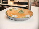 Lemon Tree Orange Ceramic Pasta Plate – 20cm Deep Round Dish for Pasta, Salad & Soup | Elegant Floral Print, Dishwasher Safe
