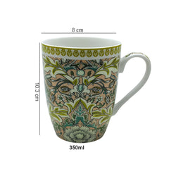Lemon Tree Peach Ceramic Mug Set – 4-Piece 360 ML Fine Porcelain Tea & Coffee Mugs with Elegant Prints