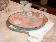 Lemon Tree Pink Ceramic Deep Pasta Plate – 20cm Floral Print Dish for Pasta, Salads & Soups | Stylish & Dishwasher Safe