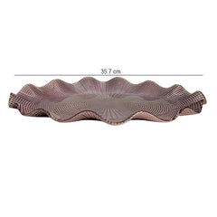 Lemon Tree Purple Pink Glass Oval Platter with Wavy Rim | Elegant Textured Serving Dish