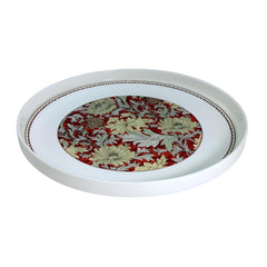 Crimson & Gold Floral Fine Porcelain Dinner Plate with Decorative Border - 10.5 Inch