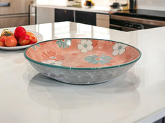 Lemon Tree Pink Ceramic Deep Pasta Plate – 20cm Floral Print Dish for Pasta, Salads & Soups | Stylish & Dishwasher Safe
