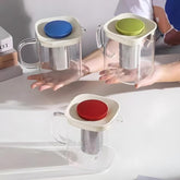 900ml Transparent Square Glass Teapot – Heat-Resistant Borosilicate Kettle with Infuser & Spill-Proof Lid