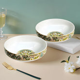 Artistic Floral Porcelain Bowls for Snacks - Set of Two