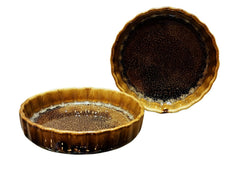 Lemon Tree Round Brown Ceramic Stoneware Serving Dish Set – 2 Pcs | 12 cm Diameter | Microwave, Oven & Dishwasher Safe