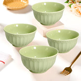 Green Ceramic 4-Piece Small Bowl Set – Elegant 4-Inch Round Dipping & Snack Bowls