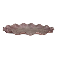 Lemon Tree Purple Pink Glass Oval Platter with Wavy Rim | Elegant Textured Serving Dish