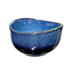 Lemon Tree Set of 4 Stoneware Katori Bowls (250ml) | Elegant Blue Snack & Serving Bowls | Microwave & Dishwasher Safe