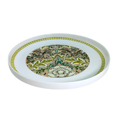 Light Green & Beige Floral Fine Porcelain Quarter Plate with Light Green Border - 8 Inch