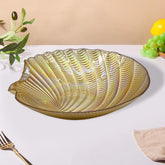 Lemon Tree Golden Pearl Finish Round Deep Platter Bowl | 25cm Glossy Glass Bowl for Snacks, Desserts & Gifting