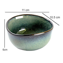 Lemon Tree Green Stoneware Katori Bowls (250ml, Set of 4) | Elegant & Durable Snack & Serving Bowls | Microwave & Dishwasher Safe