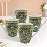 Lemon Tree Peach Ceramic Mug Set – 4-Piece 360 ML Fine Porcelain Tea & Coffee Mugs with Elegant Prints