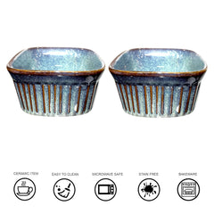 Lemon Tree Green Ceramic Serving Bowls – 500ml (Set of 2) | Stoneware Snack & Soup Bowls | Durable, Microwave & Dishwasher Safe
