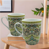 Lemon Tree Peach Ceramic Mug Set – 2-Piece 360 ML Fine Porcelain Tea & Coffee Mugs with Elegant Contemporary Print