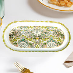 Lemon Tree HJ1006 Ceramic Fine Porcelain 13-Inch Oval Platter –  Elegant Serving Tray for Snacks, Appetizers & Desserts with High-Quality Decal Prints