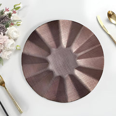 Lemon Tree Purple Pink Deep Round Glass Platter with Wavy Rim | Elegant Textured Serving Tray for Dining & Décor