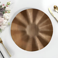 Lemon Tree Brown Textured Glass Platter with Wavy Rim | Elegant Deep Round Serving Dish