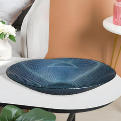 Lemon Tree Blue Glass Deep Oval Platter | Elegant Textured Serving Dish for Every Occasion
